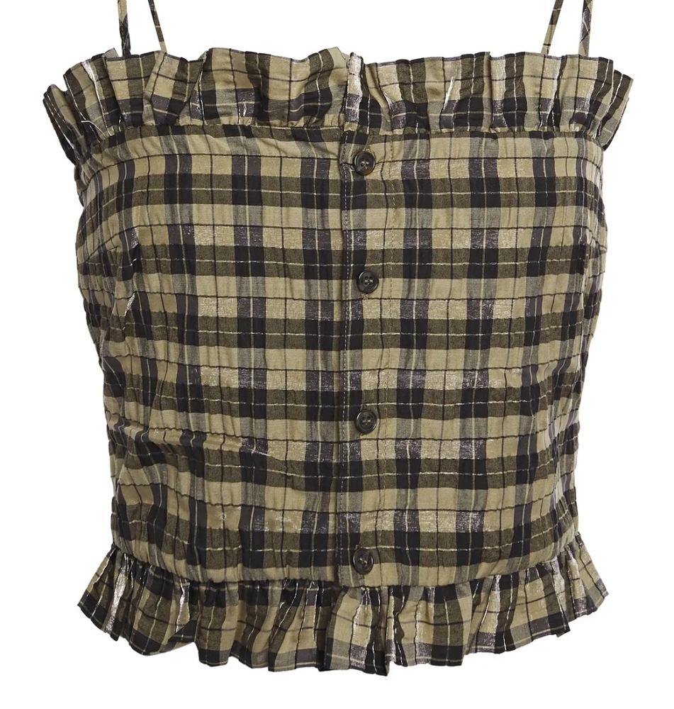 GANNI Charron Seersucker Top